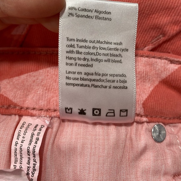 NWT Risen Jeans in Peach Pink Denim White Star Print Women’s Size 11/30 - Picture 12 of 15